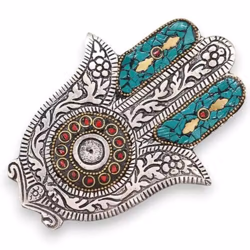 KDMD Green Small Hamsa Metal Incense Holder