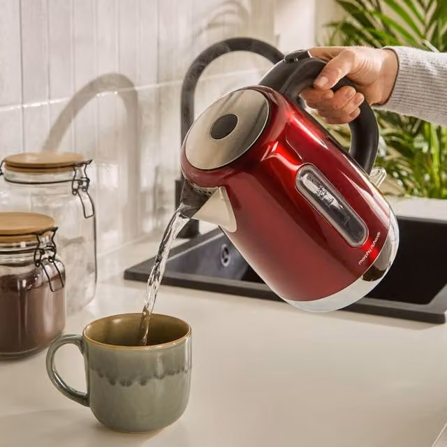 Morphy Richards Equip Glass and Stainless Steel Jug Kettle with Limescale Filter, 1.7 l, Red