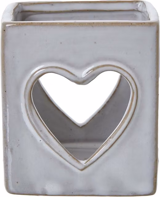 KDMK White Ceramic Heart Cut-Out Square Tealight Holder