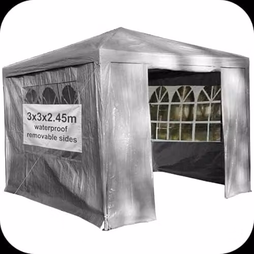 Gr8 Garden Gazebo Tent with Removable Sides, Grey, W: 300 cm, D: 300 cm, H: 245 cm – 1