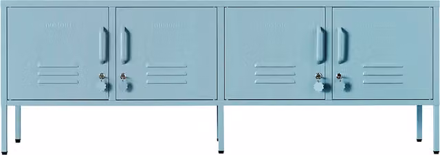 Mustard Made The Standard Freestanding Metal Storage Cabinet in Blue, H 162 x W 57 x D 40 cm