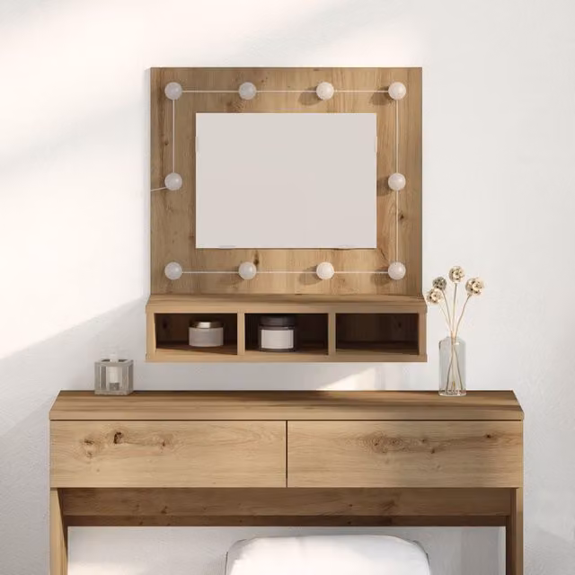 Berkfield Home Artisan Oak Vanity Unit with Mirror in Brown, W/D/H: 60 x 31.5 x 62 cm – 1