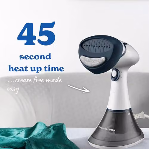 Russell Hobbs Steam Genie Essential Handheld Vertical Clothes Steamer, White, 1600W – 2