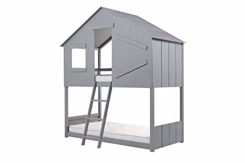 Birlea Safari Solid Wood Pine Bunk Bed Frame in Grey, W/D/H: 90 x 190 x 230 cm – 1