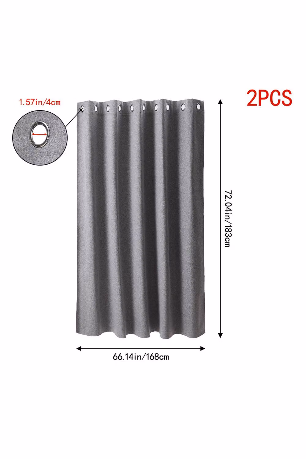 Living and Home 2 Panels Grey Linen-Like Blackout Eyelet Curtains, Width: 168 cm, Drop: 229 cm – 6