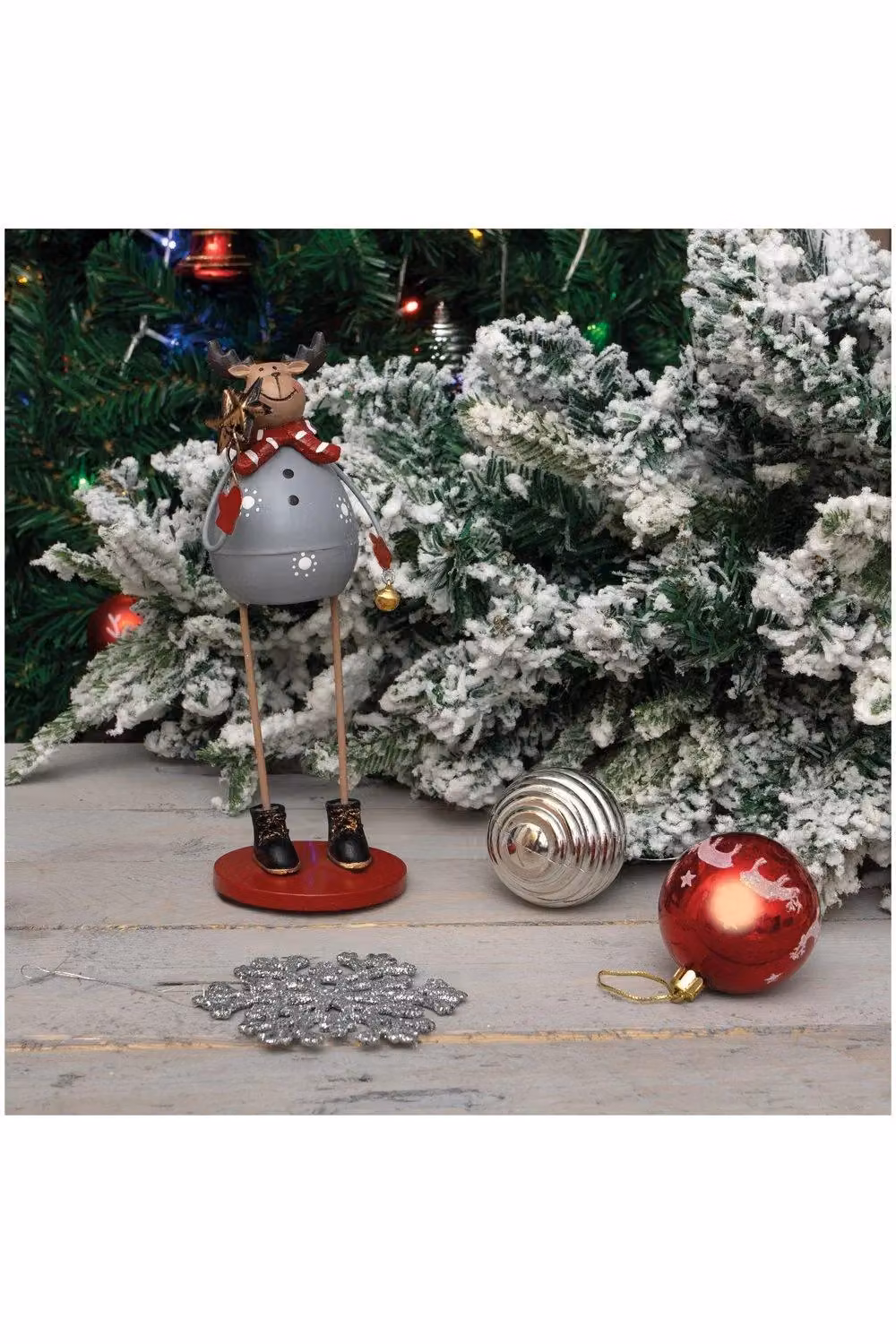 Netagon Home Grey Metal Christmas Reindeer Tabletop Ornament Decoration – 3