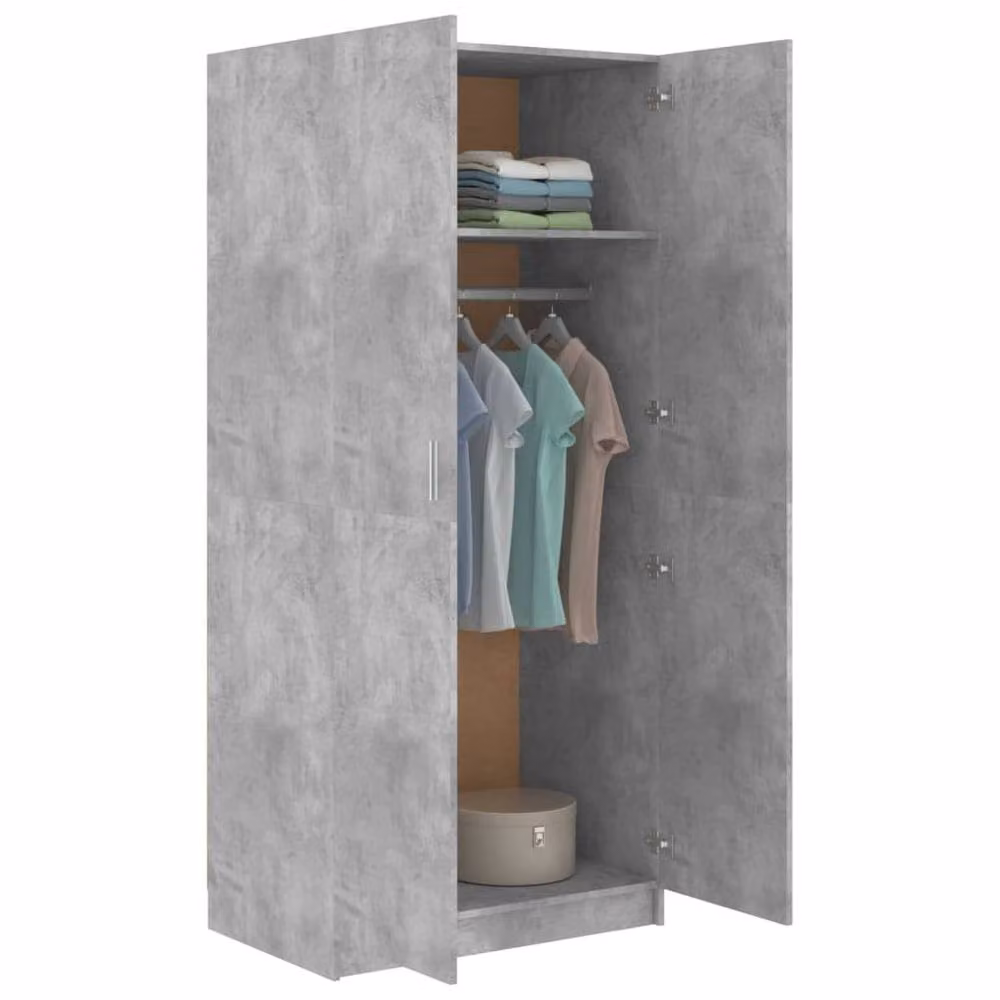 Berkfield Home Wardrobe in Concrete Grey, W/D/H: 80 x 52 x 180 cm – 2