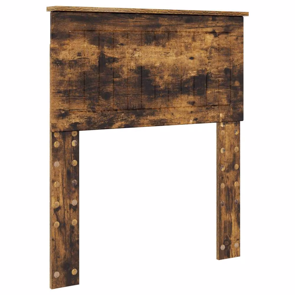 Berkfield Home Bed Frame with Headboard in Smoked Oak and Brown Solid Pine Wood, W: 75 cm, L: 190 cm – 3
