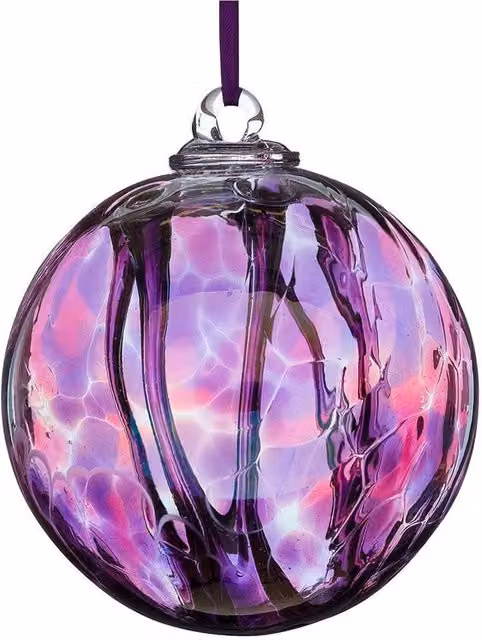 Sienna Glass Abstract Round Hanging Spirit Ball in Pink and Purple, 10 cm