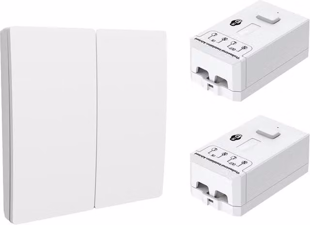 ENER-J 2 Gang Wireless Kinetic Switch and 2 WiFi RF Receivers, White