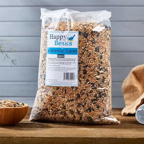 Happy Beaks All Seasons Wild Bird Food High Energy Premium Seed Mix, 28kg