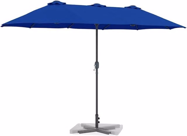 Berkfield Home Modern Garden Parasol in Blue with Powder-coated Steel, W: 380 cm, D: 196 cm, H: 235 cm – 1