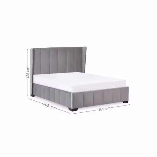 Julian Bowen Katie Grey Velvet Upholstered Double Bed with Lift Up Base W/D/H: 135 x 140 x 205 cm – 2