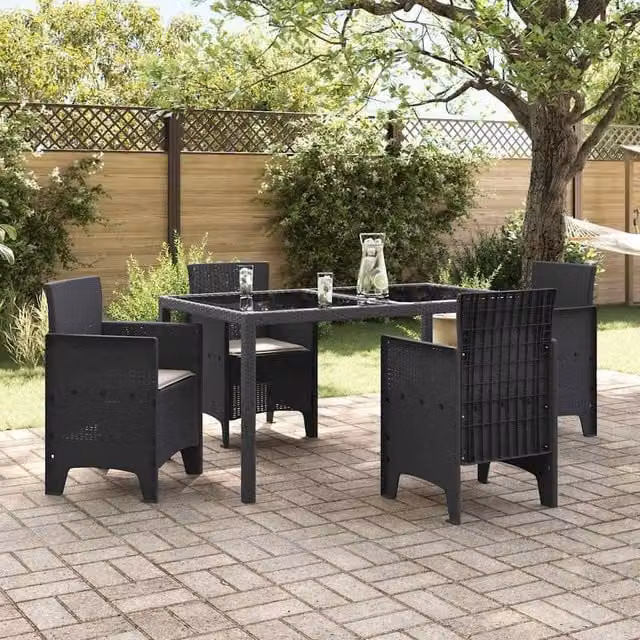 Berkfield Home Modern Garden Chair Set of 4 in Anthracite and Taupe Polypropylene Resin – 1