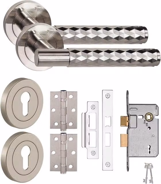 Golden Grace Nickel Plated Silver Door Handle Set