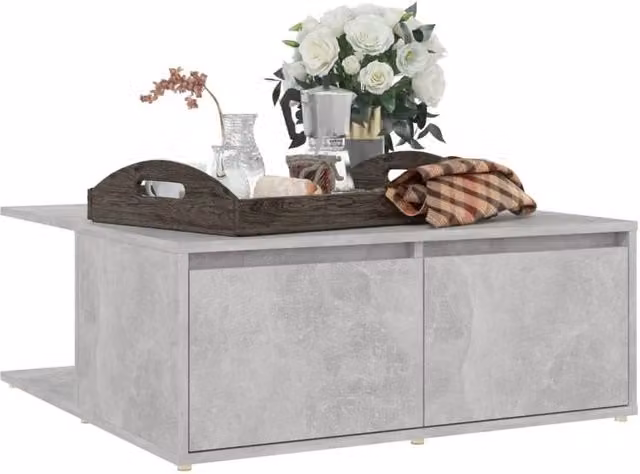 Berkfield Home Modern Square Coffee Table in Concrete Grey, W/D/H: 80 x 80 x 31 cm – 1