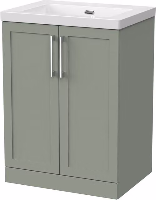 Balterley Stonnall 2 Door Freestanding Vanity Unit and 0TH Fireclay Basin in Reed Green, Width: 60 cm – 1