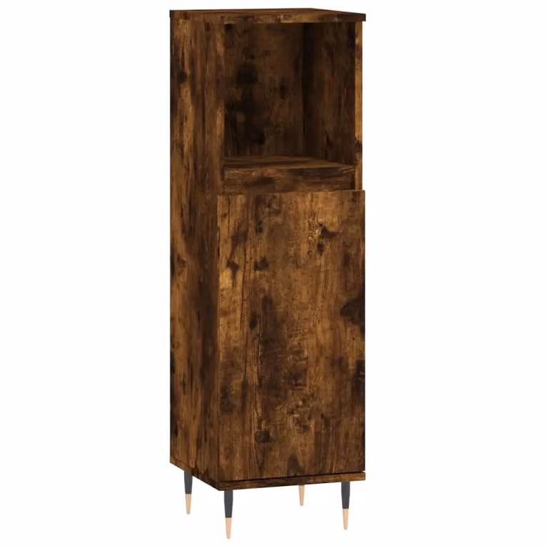 Berkfield Home Smoked Oak Bathroom Cabinet, Brown, W/D/H: 30 x 30 x 100 cm