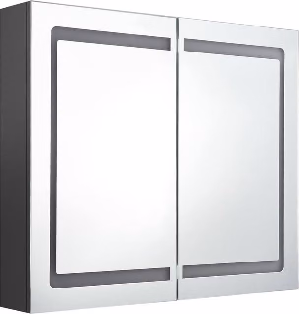 Berkfield Home LED Bathroom Mirror Cabinet in Grey, W/D/H: 80 x 12 x 68 cm – 1