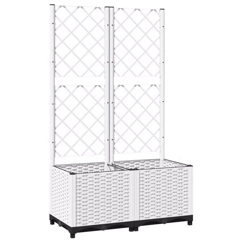 Berkfield Home Garden Planter with Trellis and Climber, White, W: 80 cm, D: 40 cm, H: 136 cm – 3