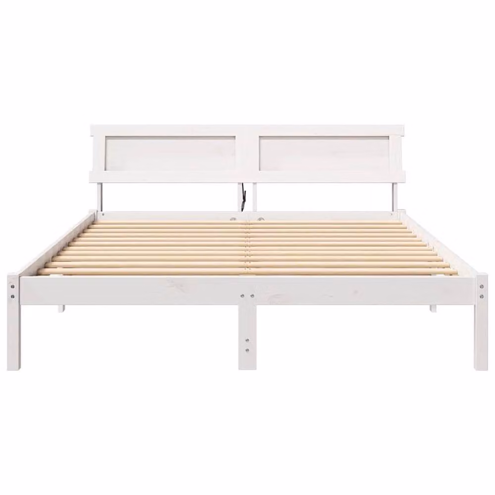 Berkfield Home Modern White Bed with LED Strip Lights, Headboard and Drawers, W/D/H: 160 x 200 cm – 2