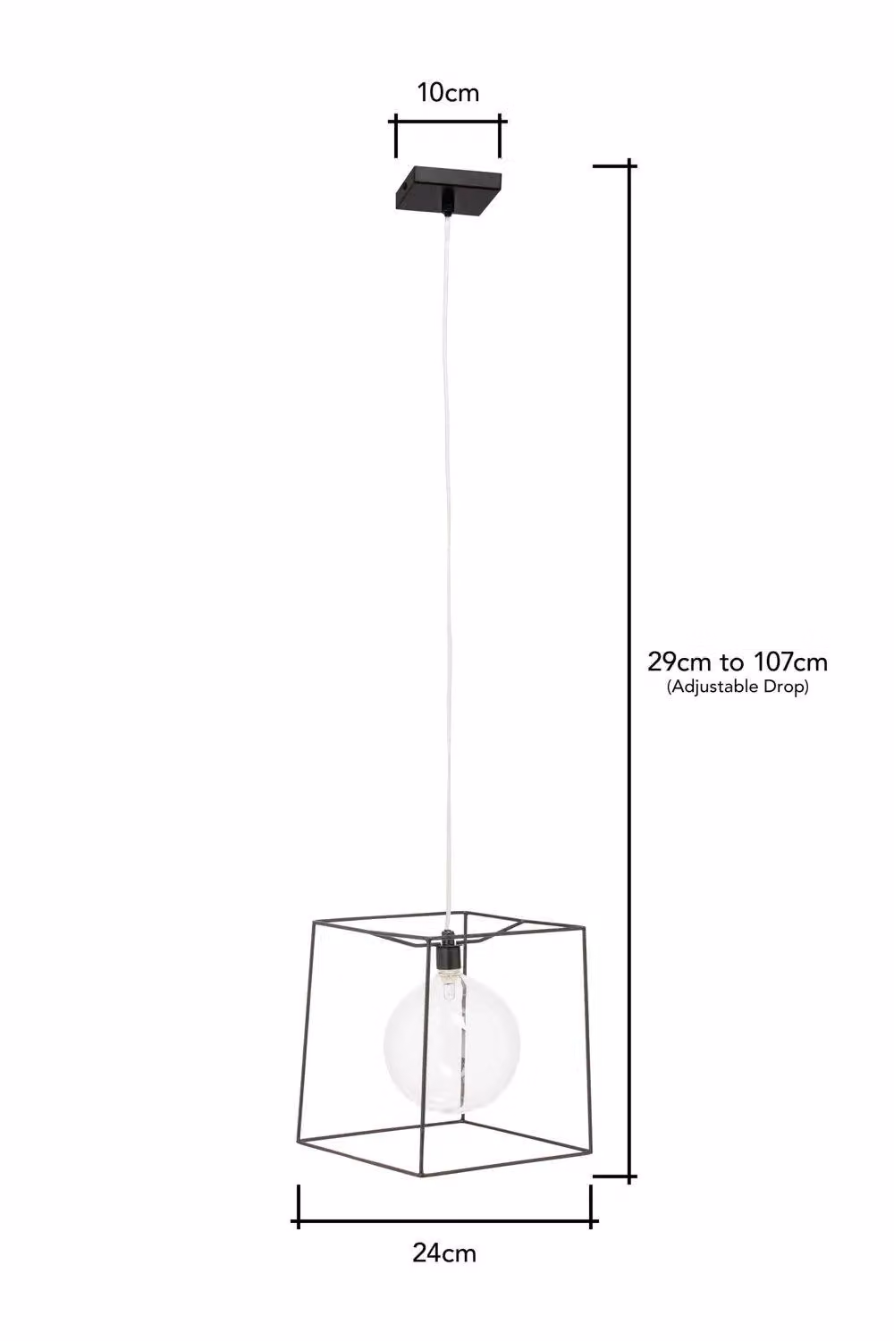 BHS Lighting Bodhi Mid-Century Pendant Ceiling Light in Black and Transparent Glass – 2