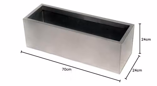 Primrose Silver Galvanised Steel Rectangular Outdoor Trough Planter W: 70 cm, D: 24 cm – 7