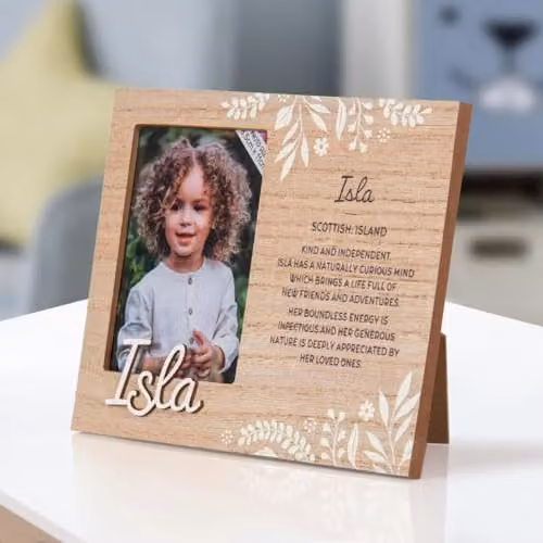 History & Heraldry Isla Pre-personalised Child's Picture Frame, Brown, W/H: 8.5 x 11 cm