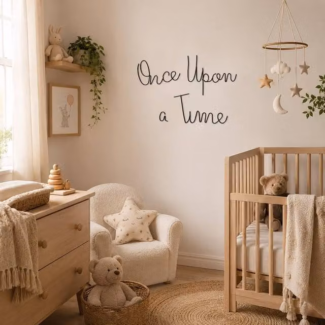 Marco Paul Once Upon A Time Baby Wire Wall Sign, Black, W: 76.2 cm, H: 76.2 cm – 1
