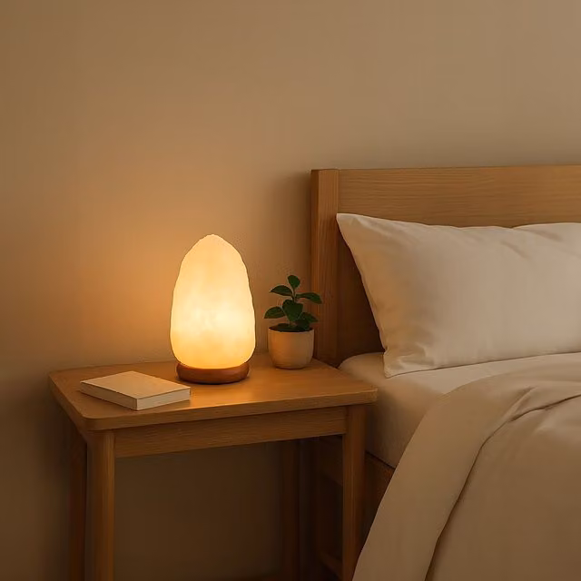 Orsina Nepal Natural White Salt Lamp with Wood Base H 23 x W 12 x D 12 cm – 3