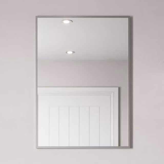 Bathwell Modern Rectangular Wall Mounted Bathroom Mirror in Silver