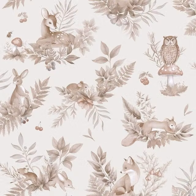 Holden Décor Forest Friends Textured Animal Pattern Wallpaper in White