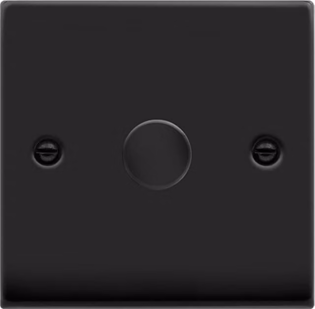 SE HOME Matt Black 1 Gang 2 Way 100W LED Trailing Edge Dimmer Light Switch Flush Plate