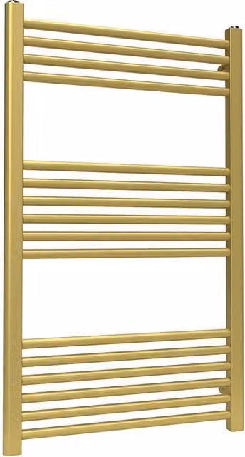Lux Heat Metallic Gold Steel Wall Mounted Towel Rail, W: 60.0 cm, H: 100.0 cm