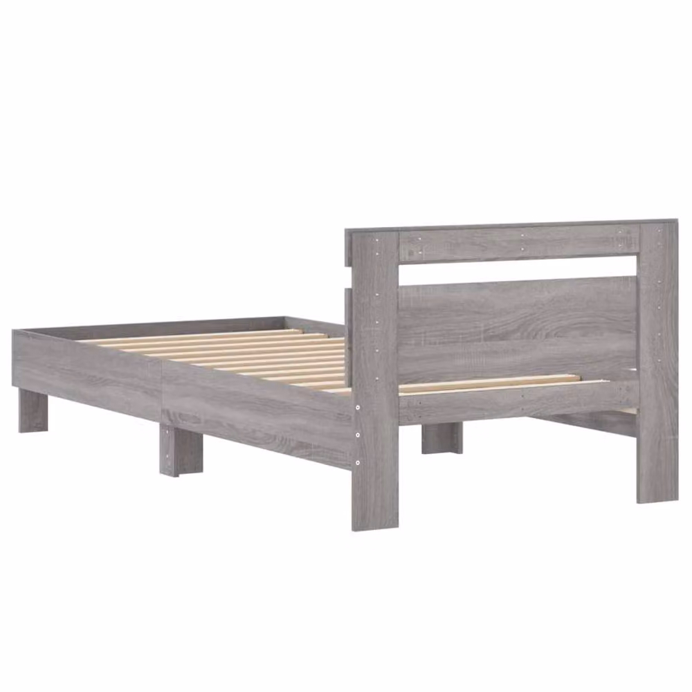 Berkfield Home Modern Bed Frame with Headboard in Grey Sonoma, W/D/H: 90 x 200 cm – 3