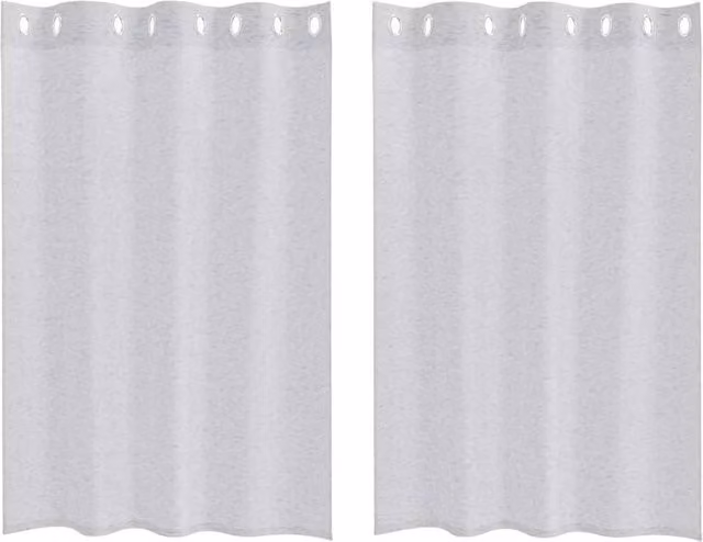 Berkfield Home Grey Polyester Eyelet Curtains, 2 Pack, W: 140 cm x H: 140 cm
