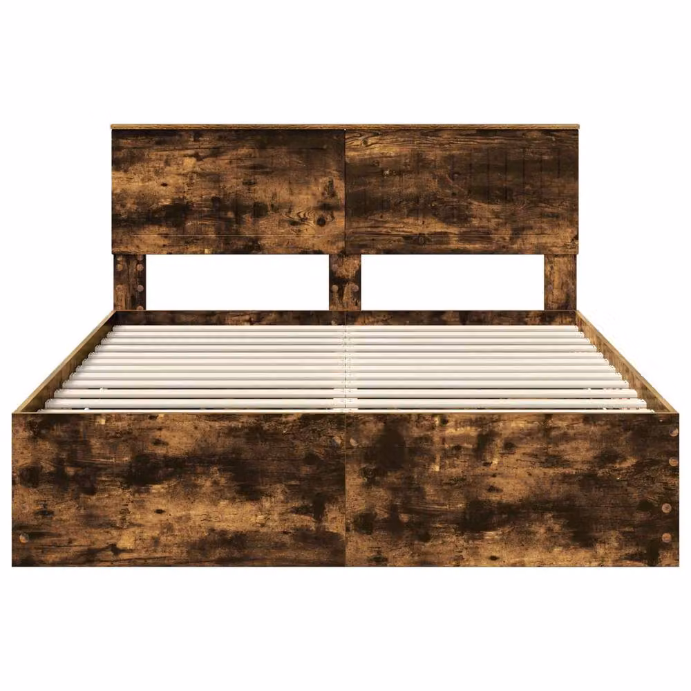 Berkfield Home Modern Bed Frame with Drawers in Smoked Oak Brown, Engineered Wood, W: 135 cm x L: 190 cm – 3