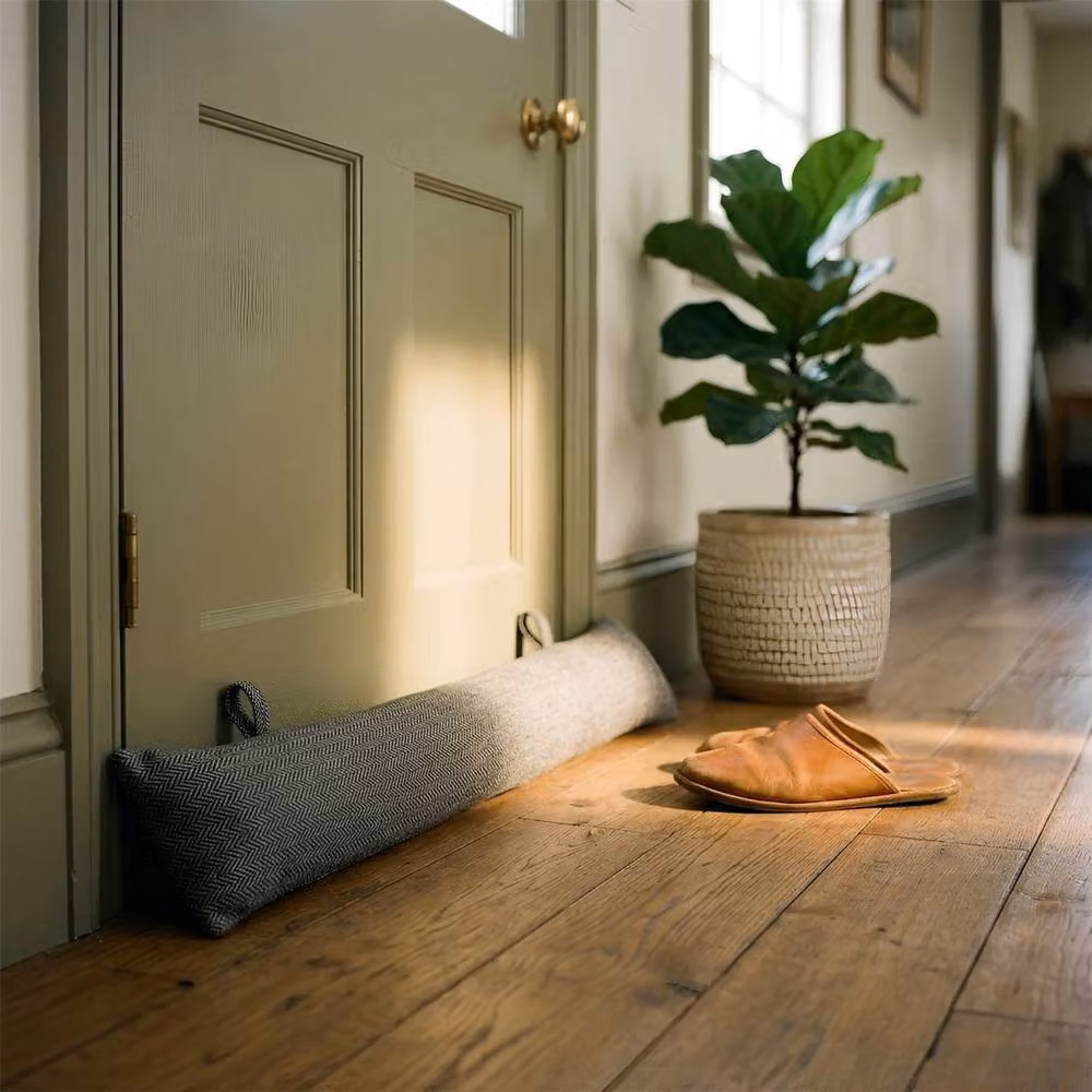 FLAVORA Herringbone Draught Excluders, Grey, Pack of 2 – 3
