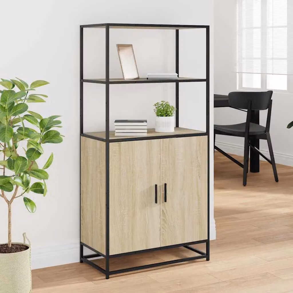 Berkfield Home Sonoma Oak Highboard in Brown, W/D/H: 68 x 35 x 139 cm – 2