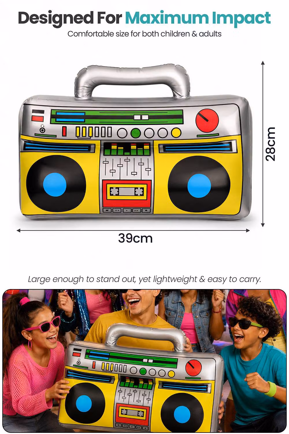 Neel Blue Inflatable Retro Boom Box Blow Up Radio Prop in Multicolour – 2