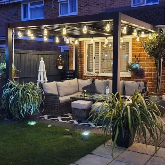 Primrose Living Deluxe Veranda with Louvered Shutter Roof in Anthracite Grey
