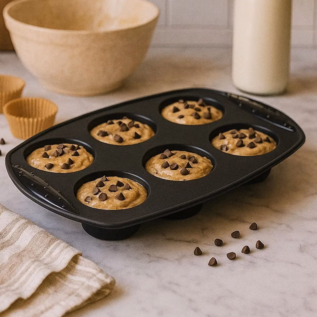 Orsina Black Silicone 6 Cup Round Muffin Mould – 3