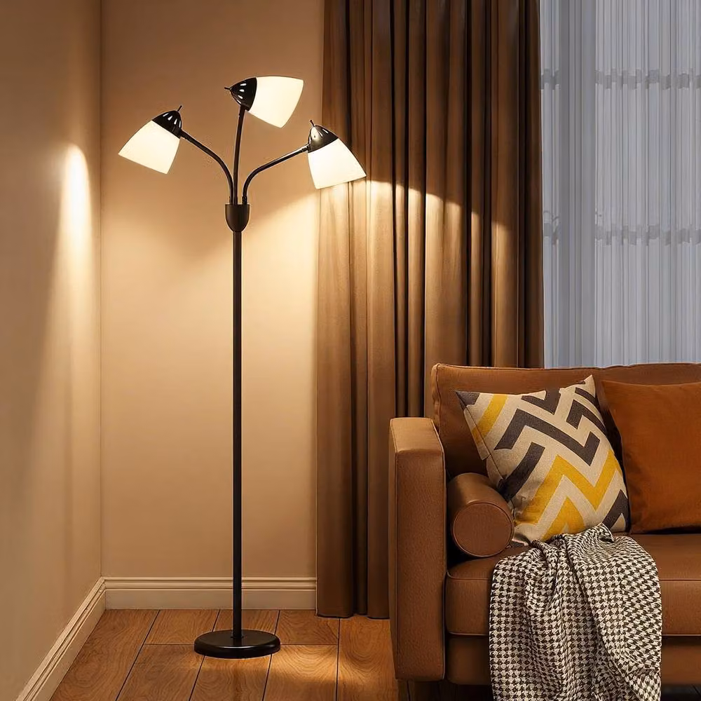 Havendro Tree Industrial Floor Lamp in Black with 3 Adjustable Lights – 3