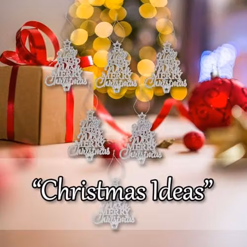 VFM e-Store Set of 6 Silver Hanging Glitter Tree Christmas Ornaments, W/D/H: 19.6 x 10.9 x 1.5 cm – 5