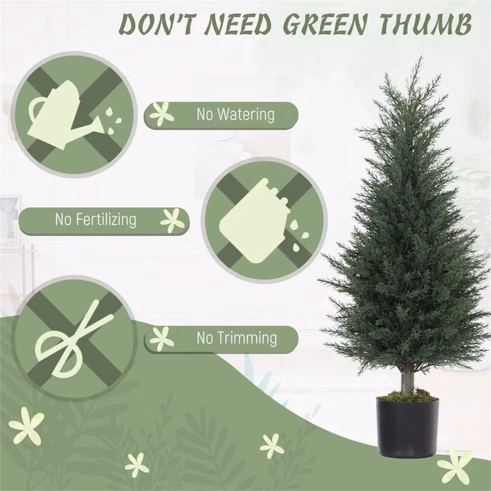 Nordara Set of 2 Green Decorative Artificial Tabletop Trees in Concrete Pots – 2