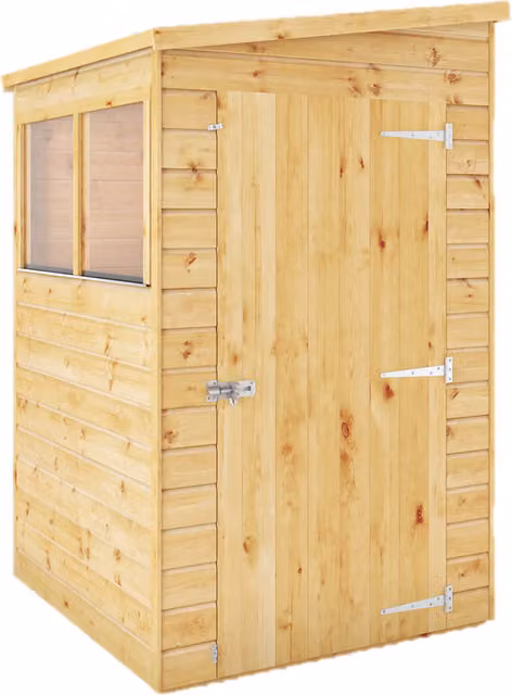 Waltons Brown Wooden Pent Roof Garden Shed with Single Door and Window