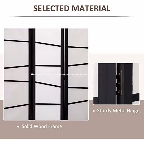 HOMCOM 3 Panel Wooden Folding Room Divider Privacy Screen in White, H 170 x W 120 x D 1.8 cm – 3