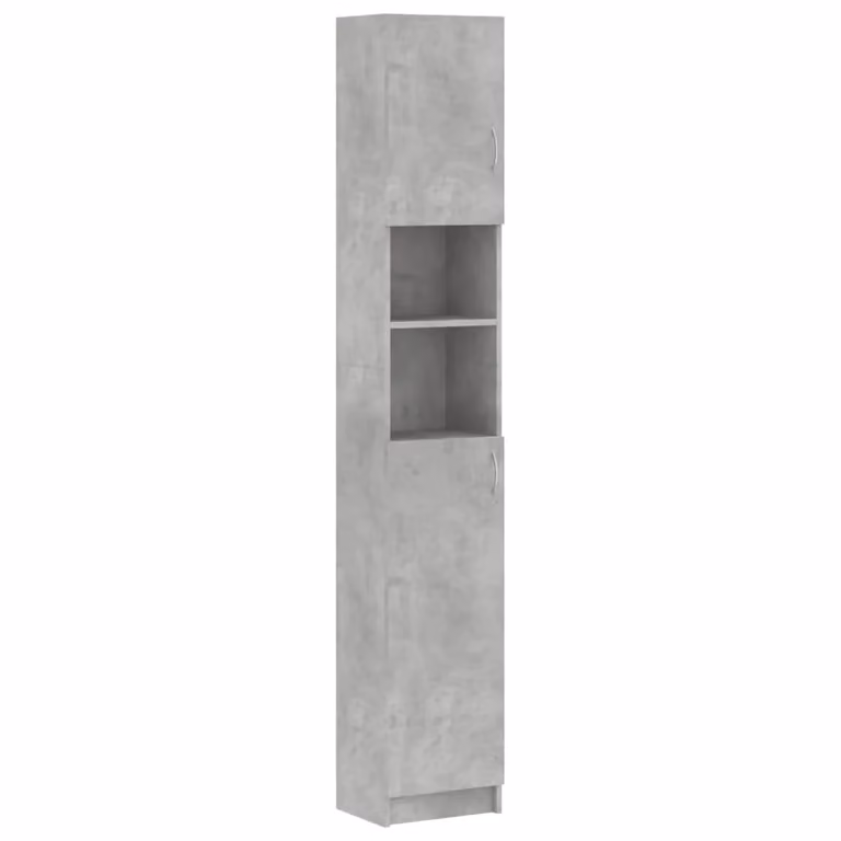 Berkfield Home Modern Freestanding Bathroom Cabinet in Concrete Grey, W/D/H: 32 x 25.5 x 190 cm