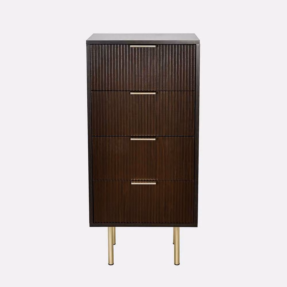 OHS Ribbed 4-Drawer Storage Cabinet in Walnut Brown – 2