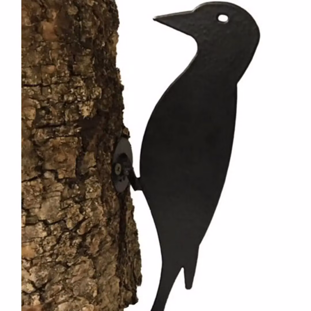 Poppyforge Woodpecker on Base Steel Garden Sculpture, Black, W: 45.7 cm, H: 121.9 cm – 2